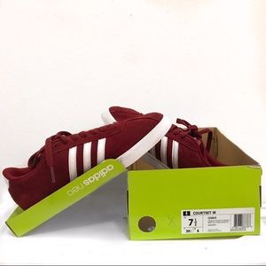 Maroon red adidas velvet court set all star